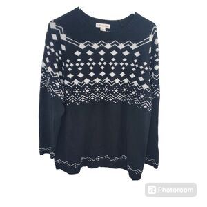 Coldwater creek cotton blend black and white sweater size large
